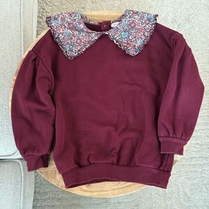 lil’ legs Pullover Sweatshirt with Floral Peter Pan Collar